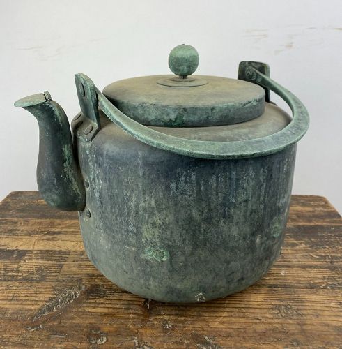 Antique Japanese Bronze Large Tea Kettle Ca.1910