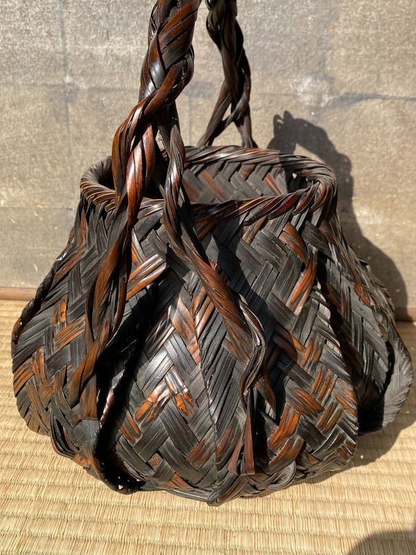 かものふらわー Antique Japanese Bamboo Flower Basket (item #1474409)