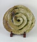 Antique Japanese Shigaraki Art Deco Swirl Plate