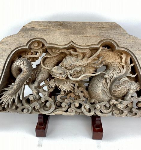 Antique Japanese Zen Temple  Ca.1900 Dragon Carving