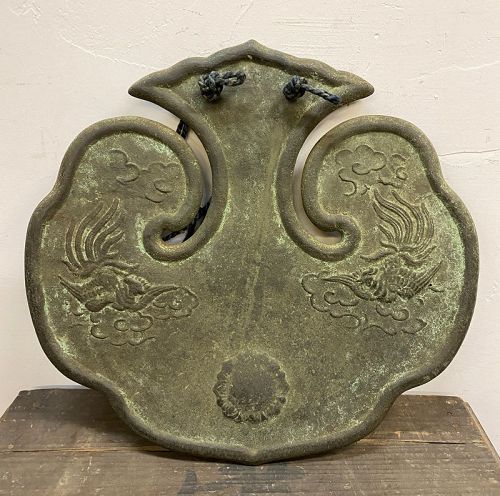Antique Japanese Zen Buddhist Bronze Cloud Gong