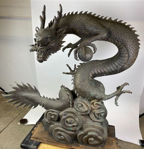 Antique Japanese Bronzre Temple Dragon Spout