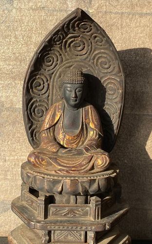 Antique Japanese Nyorai Wood Buddha Ca. 1885