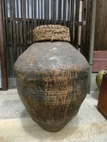 Antique Japanese Shigaraki Large Tea Leaf Storage Jar