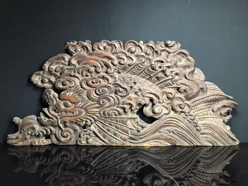 Antique Japanese Shachihoko Buddhist Temple Carving