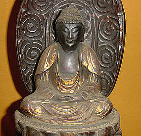 Antique Japanese Lacquered Nyorai Zen Buddha c.1885