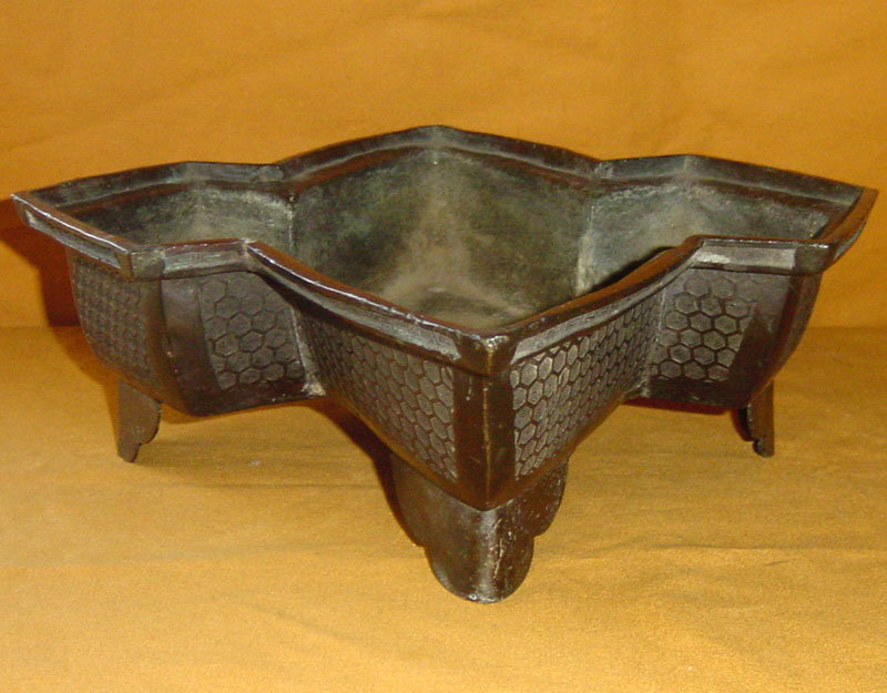 Antique Meiji Period Japanese Bronze Flower Vessel