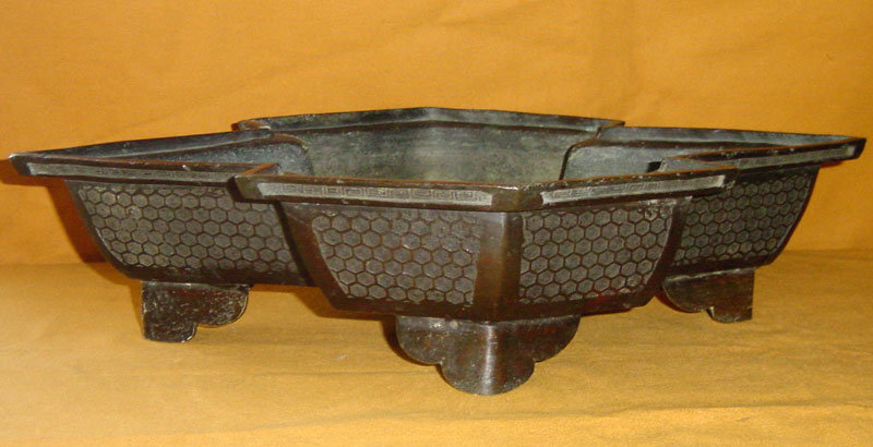 Antique Meiji Period Japanese Bronze Flower Vessel