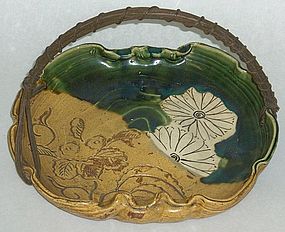 Elegant Japanese Antique Signed Oribe Plate