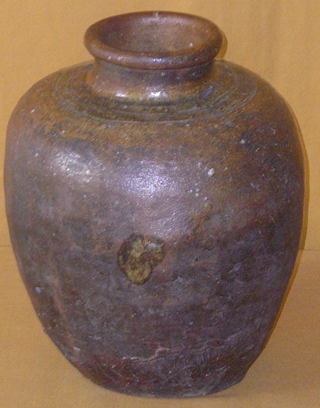 Meiji Period Japanese Antique Shigaraki Storage Jar