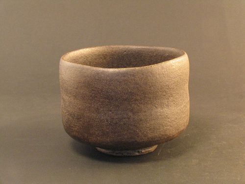 Black raku chawan created by Sadamitsu Sugimoto,the great master hand