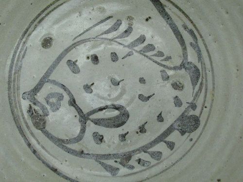 15th century Thai Sukhothai kiln "Shallow bowl painted active fish"