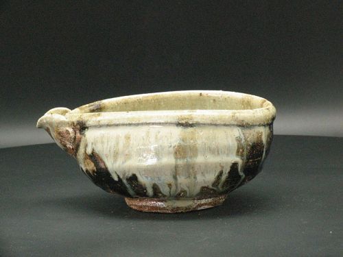 Chosen Karatsu Katakuchi lipped bowl by Dohei Fujinoki popular artist