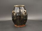 14th century Yuan dynasty Henan black glaze jar with 4 handles