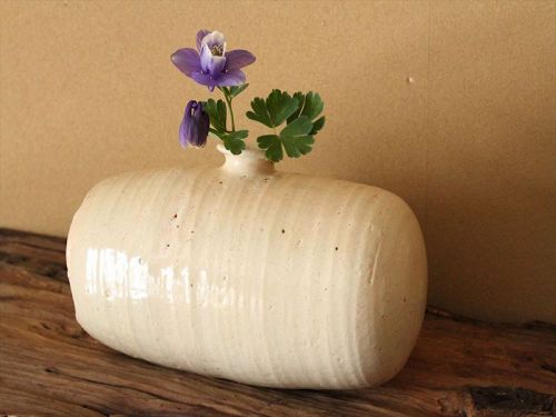 15th century Joseon White porcelain rice-bag shaped bottle(Vase)