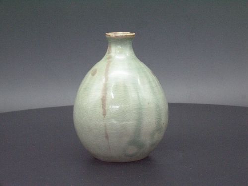 Sadamitsu Sugimoto Celadon with Copper Tokkuri sake bottle