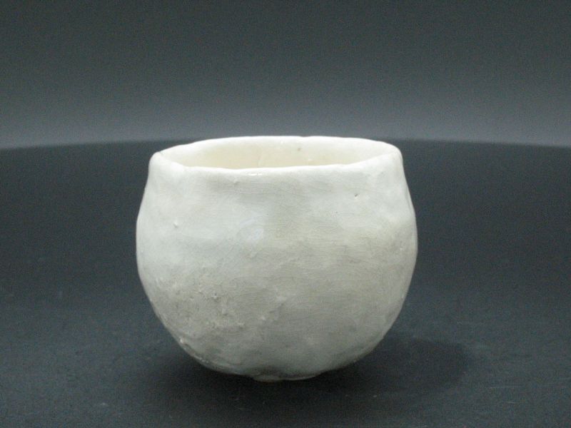 White raku guinomi sake cup by the Great master Sadamitsu Sugimoto