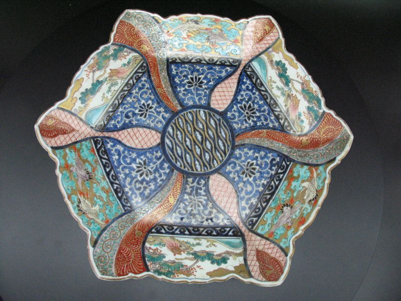 19th century last Edo period Ko-Imari  Hexagonal large plate