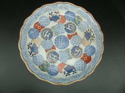 19th century last Edo period Ko-Imari colore picture deep plate