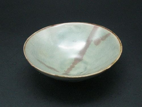 Celadon with copper glaze flat cup by great master Sadamitsu Sugimoto