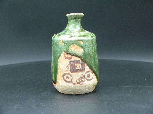 Oribe "tokkuri" sake bottle by the great master Sadamitsu Sugimoto