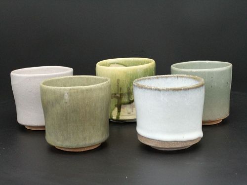 Great master Sadamistu Sugimoto , Oribe glaze cup among 5 types