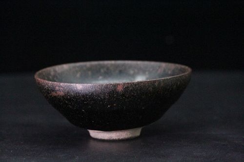 12th century Song era Jian yao black glaze Tenmoku cup white spotted