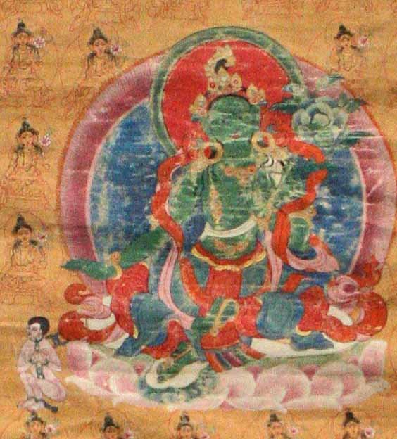 17th Century Tibetan Green Tara Thangka