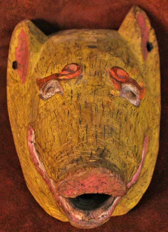 Painted Tibetan Pig Mask