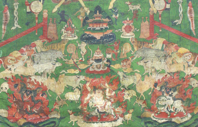 18th Century Mongolian Thangka of a Guardian Deity