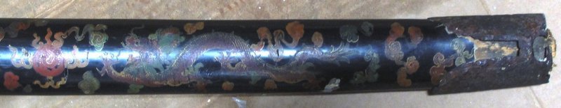 Large Korean Antique Lacquered Sword with Dragons