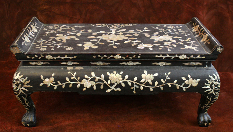 Black Lacquered Mother of Pearl Table