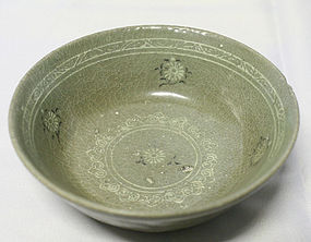 Finely Detailed Late 12th Century Inlaid Celadon Bowl