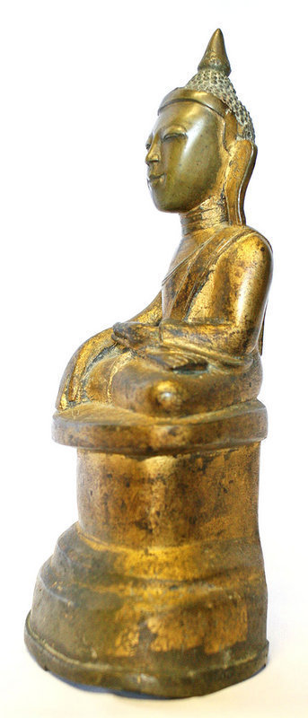 Burmese Buddha with Human Face and an Inscription