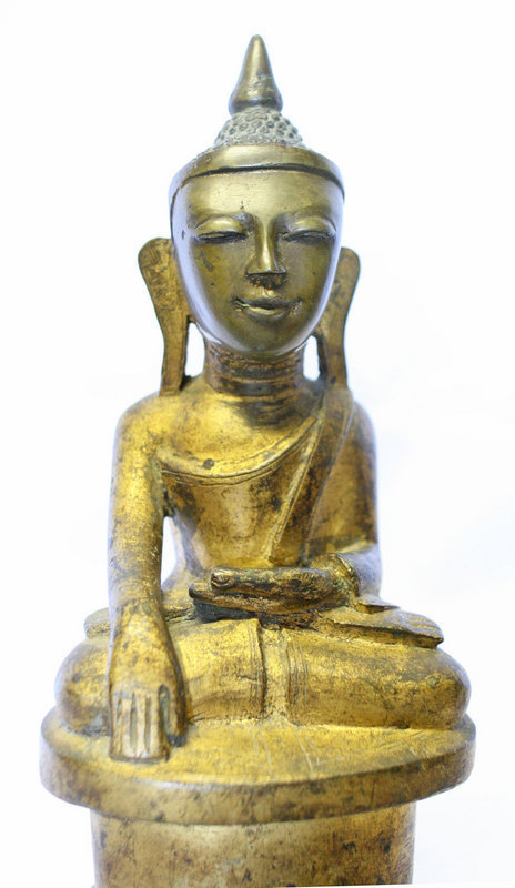 Burmese Buddha with Human Face and an Inscription