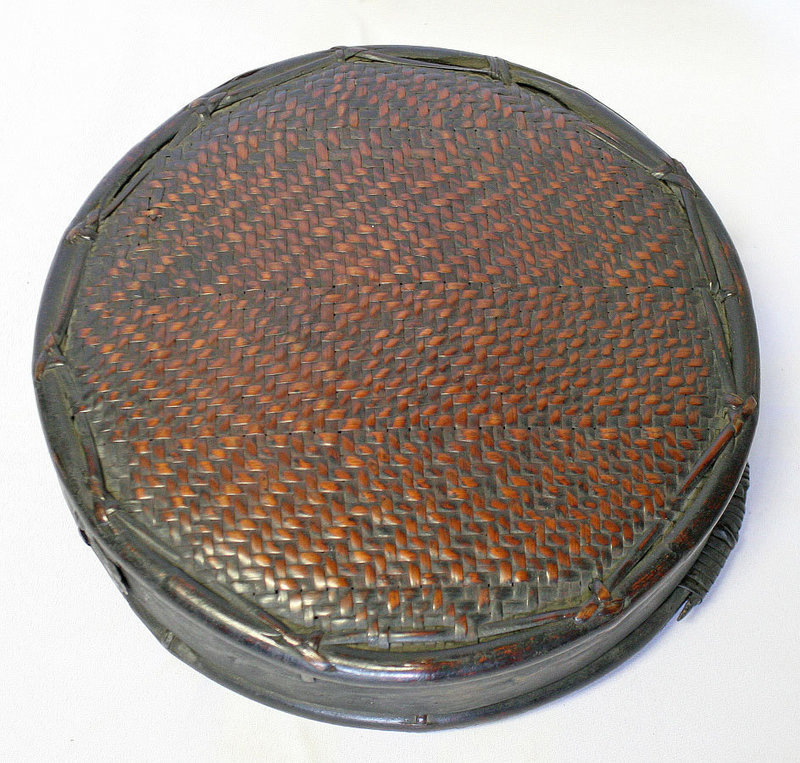 Very Rare 19th Century Woven Bamboo Basket and Lid