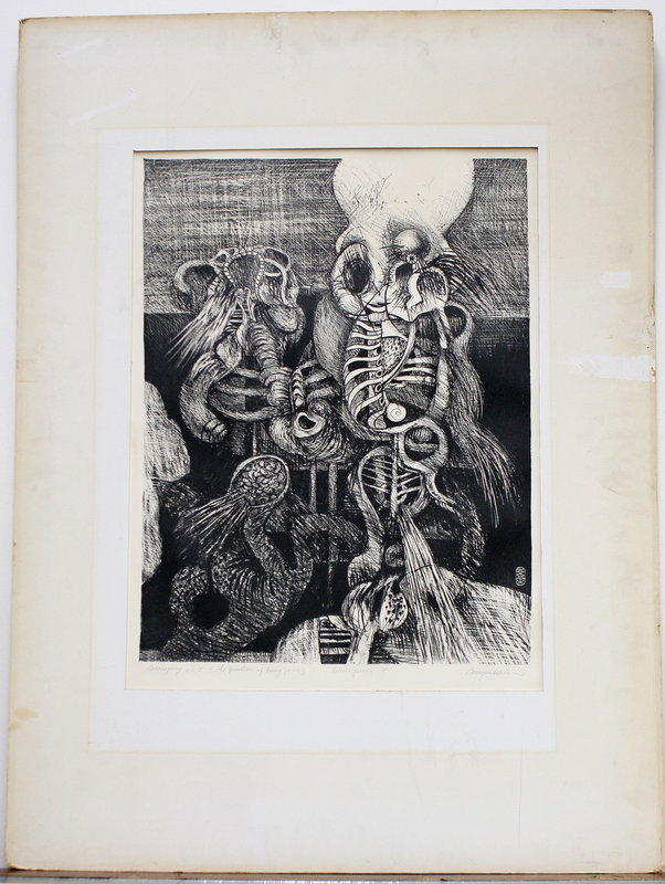 Lithograph by Don Ahn, with original 1965 gallery label