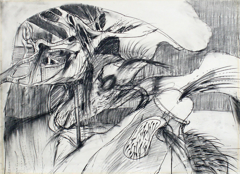 Charcoal by Don Ahn, with original 1965 gallery label