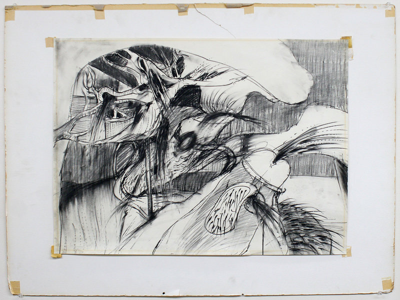 Charcoal by Don Ahn, with original 1965 gallery label