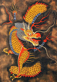 Antique Korean Dragon Painting Exploding with Life and Personality