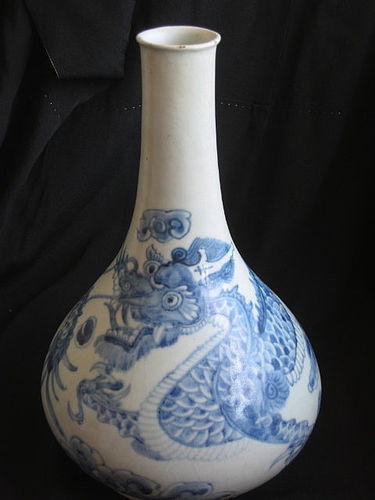 Blue and White Porcelain Dragon Bottle