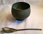 14th Century Goryeo Dynasty Brass Bowl and Bronze Spoon