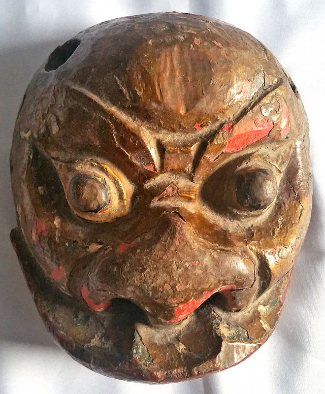 Fine 19th Century Lacquered Chinese Theater Mask with a Splendid Face
