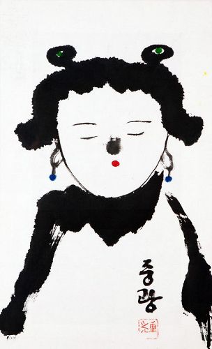 Meditating Child Zen Painting by famous Korean Monk Jung Kwang Sunim