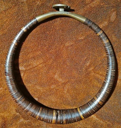 Rare and Sublime Coconut Shell Torque Necklace from Nias Island