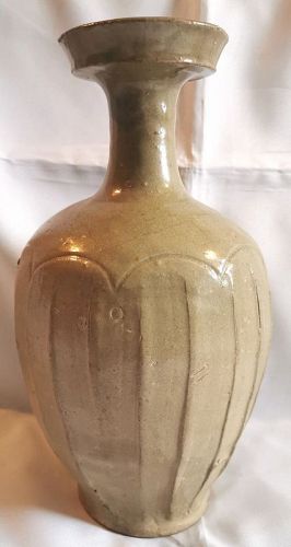 Extremely Rare and Exquisite 10th Century Korean Lotus Celadon Bottle