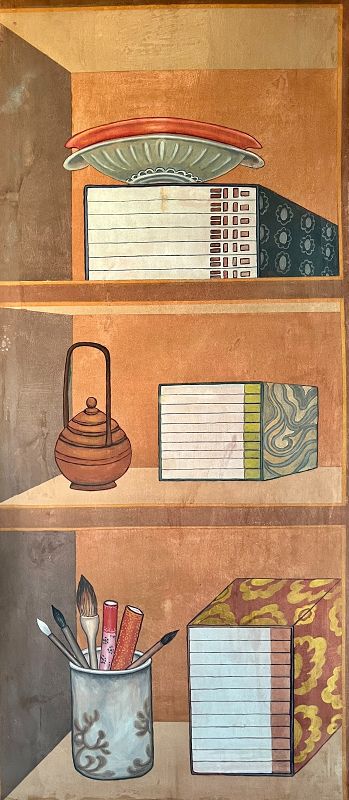 Rare and Grand Joseon Dynasty Eight-Panel Chaekgeori Still-Life Screen