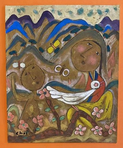 Mother and Child Painting by Renowned Korean Artist Choi Young Rim