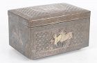 Rare Joseon Dynasty Silver Inlaid Box w/Deer, Cranes, Ancient Patterns