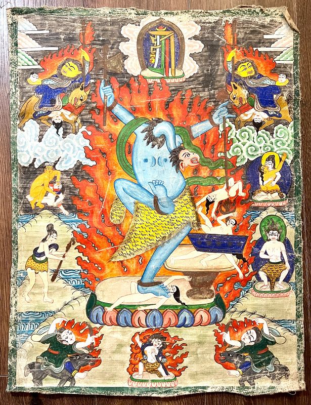 Early 20th Century Tibetan Thangka of Unusual Garuda,Famous Collection
